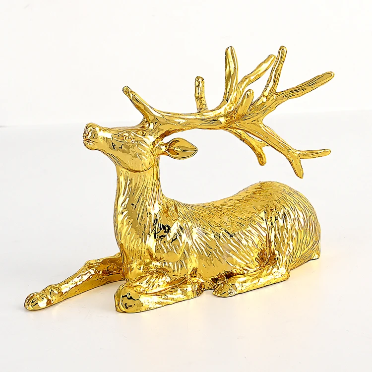 Nordischer Steh- und Sitzhirsch Goldener Weihnachtshirschschmuck Tischdekoration