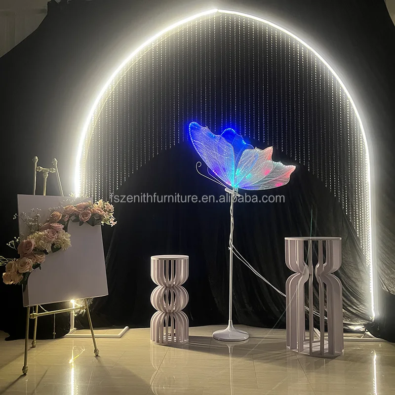 Factory Direct White Metal Stand for Wedding Aisle Led Beaded Walkway Decoration Metal Frame