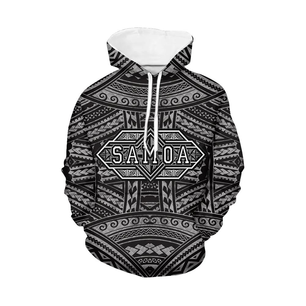 GLUDEAR Men's Polynesian Tribal Print Zip-Up Hoodie – Oversize Long Sleeve Sweatshirt With 3D Graphic