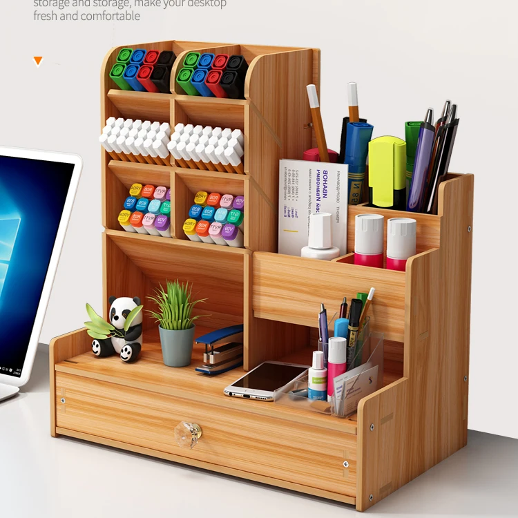 Креативный многофункциональный деревянный сборочный косой держатель ручки офисный канцелярский шкаф для хранения