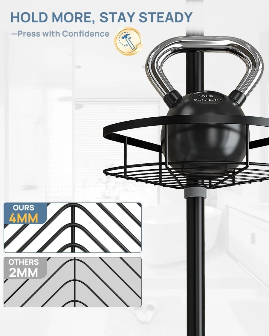 CF High Quality Rustproof Shower Corner Organizer 4 Adjustable Shelves with Tension Pole Shampoo Storage Holder Shower Caddy