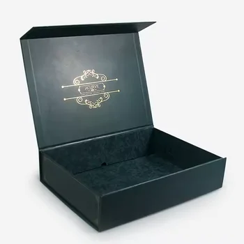 Customized Luxury Underwear Flip Box with Silk Lining Rigid Paperboard Matt Lamination Gold Foil for Food Socks Gift Packaging