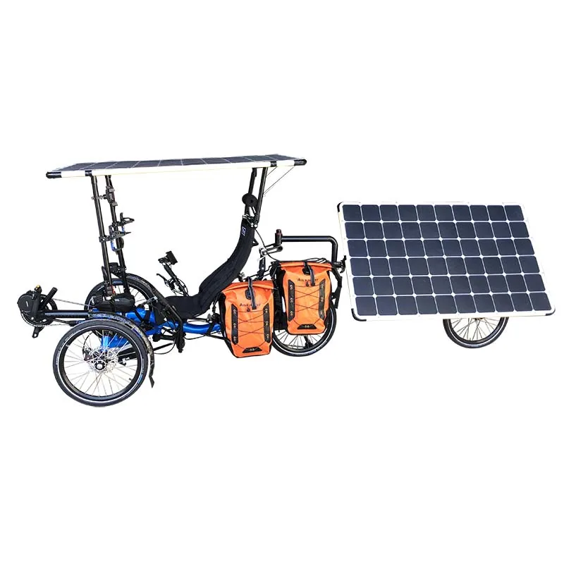 Rangka Sepeda Roda Tiga Elektrik, Rangka Alumunium Aloi, Sepeda Roda Tiga  Elektrik Terlentang, untuk Perjalanan Jarak Jauh dengan Menyesuaikan Panel 