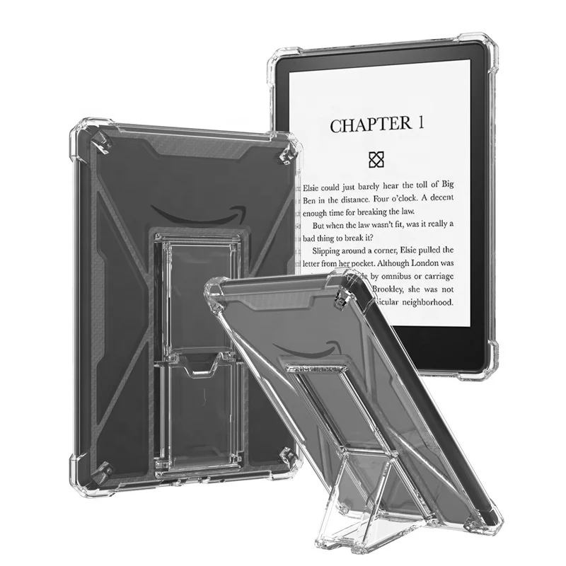 Clear Case For Kindle Paperwhite 11th 6.8 Inch Slim Protective Cases With Built-In Kickstand & Inner Tpu Bumper