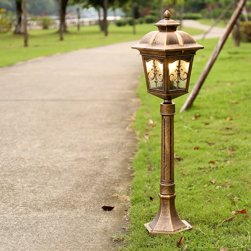 Europäisch-stilvolle und amerikanisch-stilvolle Außen-Landschaftslampe im chinesischen Retro-Look für Innenhof, Garten, Straße, Park und Landschaft – wasserdicht, aus Aluminium, mit LED-Beleuchtung
