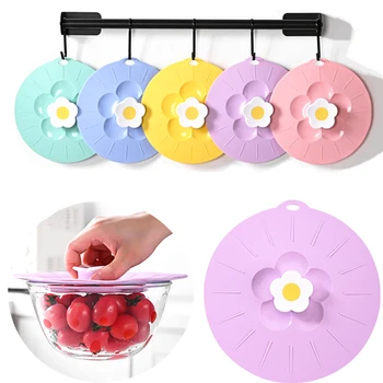 Round Shape Anti-dust Airtight Seal Kitchen Food Savers Reusable Silicon Bowl Plate Lid Cute Flower Suction Silicone Bowl Cover