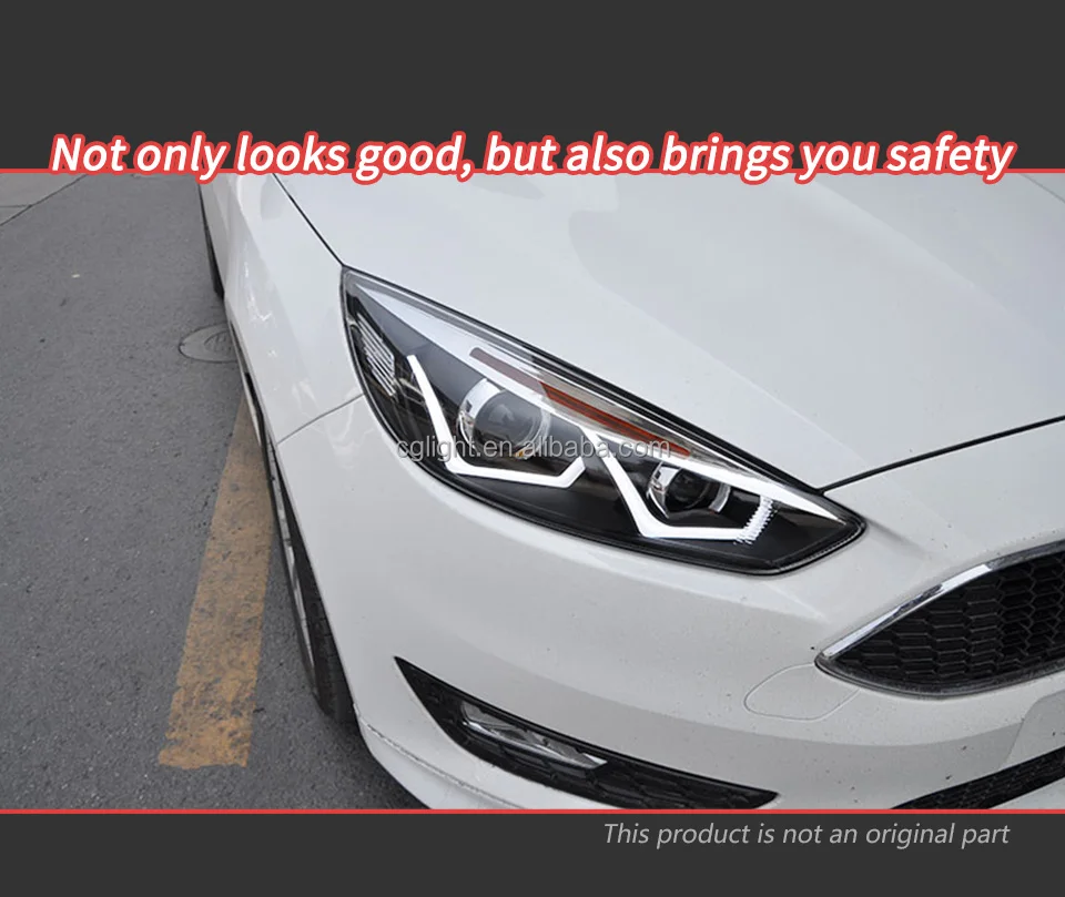 Faro delantero para coche Ford Focus, lente de proyector, señal dinámica Drl, accesorios automotrices, 2015-2017