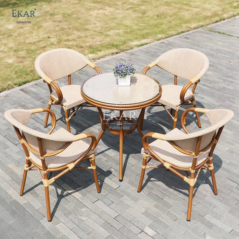 Outdoor Dining Table and Chairs Set - Durable Aluminum and Waterproof Fabric manufacture