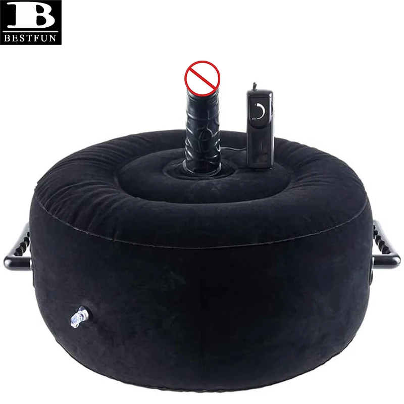 Purple PVC Inflatable Riding Seat with Vibrating Dildo Plastic Blow up Sex Chair for Female