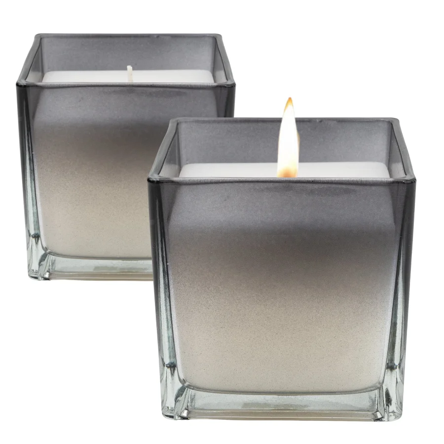 Custom Ombre Square Glass Jar Luxury Perfume Candles Vessels Empty