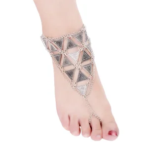 Factory Manufacture Summer Beach Barefoot Sandals Toe Ring and Anklet Set for Girls