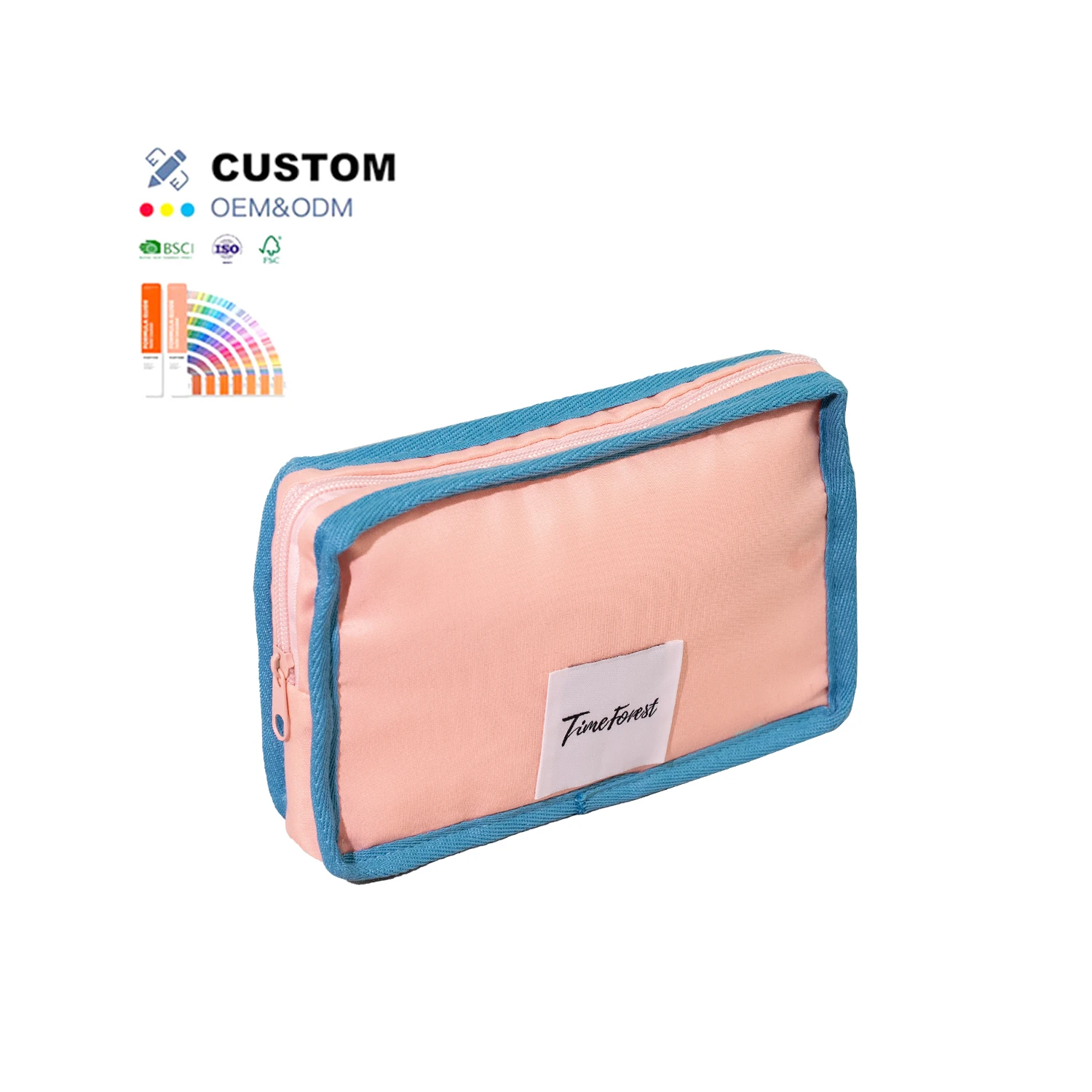 Custom Logo Label Recycled Eco-Friendly Organic Cotton Canvas Makeup Cosmetic Bag Durable Portable Large Pencil Case Soft Blank