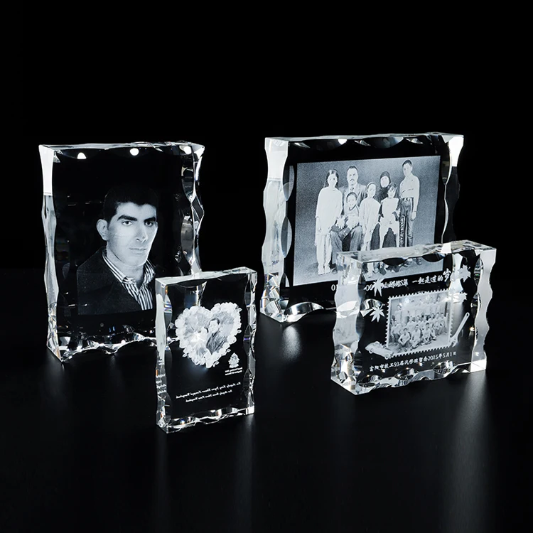 wholesale professional promotional gifts new product ideas 2023 custom 3d crystal photo frame for wedding gifts factory