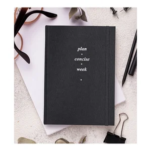 Customised logo Eco Water Proof Fabric Planner Hardcover Diary Inspirational Black Custom Journal Notepad Printing Notebook