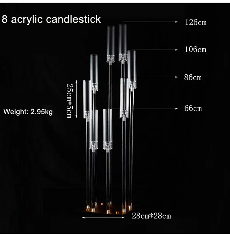 Wholesale Candlestick Modern Tall Acrylic Centerpiece Candelabra 8 Arm