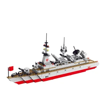 Military Navy Warship Marine Battleship Aircraft Carrier Model Cruiser Assembled Building Blocks Kids Educational Toys