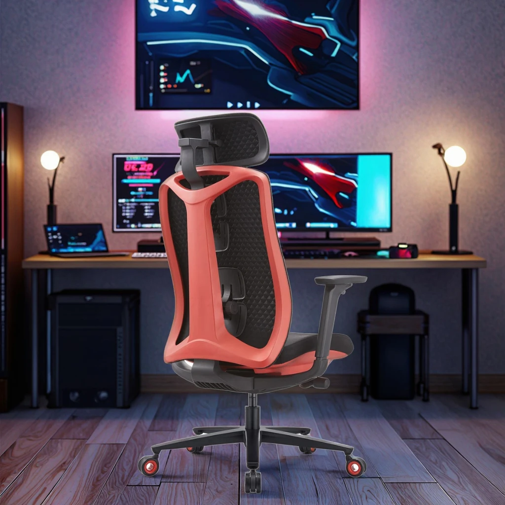 Red Ergonomic Gaming Chair with Multi-Dimensional Lumbar Support Slide Seat 130° Recline Professional E-Sports 4