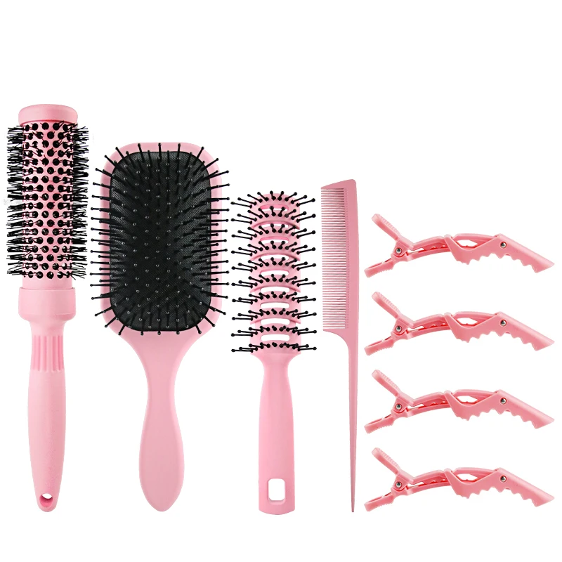 Hot Selling Salon Use Plastic Hair Clips Paddle Ceramic Brush And Wide Tooth Comb Set The crocodile 