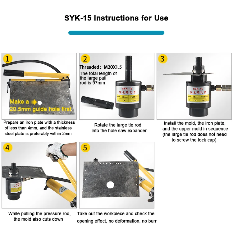 SYK-8B Hydraulic Knockout Punch Kits 22mm-60mm - 1 Year Warranty