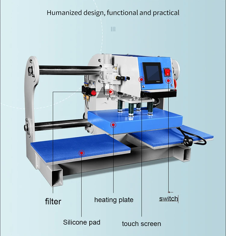 LOGO Label Support ODM Small Double Station Pneumatic Heat Press Transfer Machine for Sale factory
