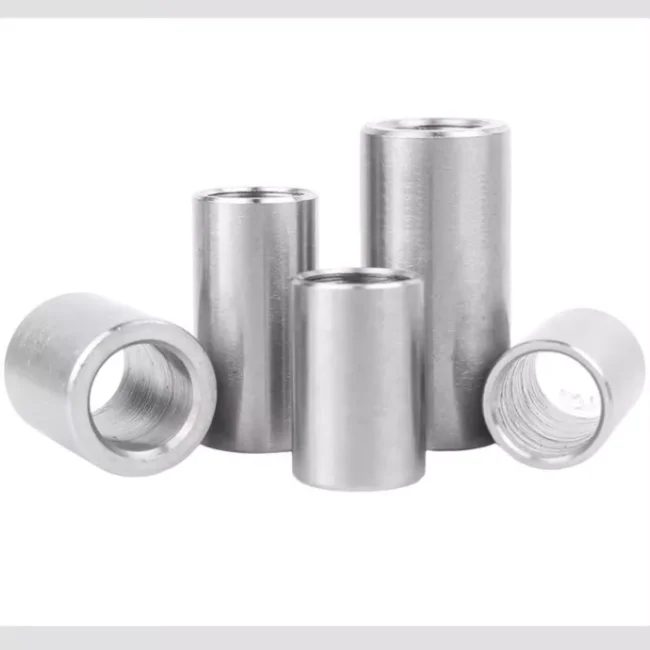 product factory customized 304 stainless steel nuts rose joint adapter round threaded sleeve rod bar stud round coupling connector nut-56