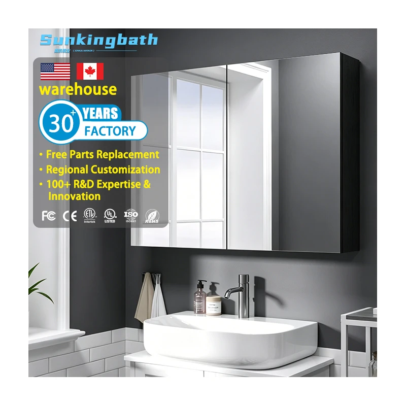 Bathroom Makeup Cabinet Smart Mirror Wall Mounted Bathroom Cabinet Vanity Medicine Cabinet with Mirror Recessed for Hotel
