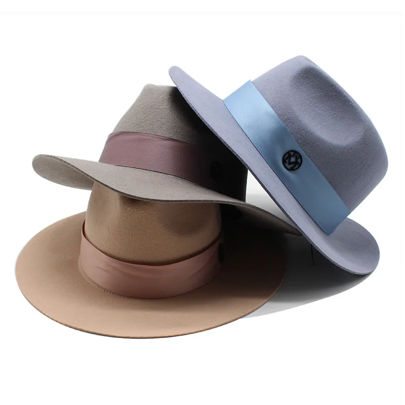 Fedora Hats for Men Women 100% Australian Wool Felt Hat Vintage Wide Brim Western Sun Hat with Rope