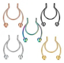 U-Shaped Antler Nose Piercings 10pcs Set Non-Pierced Stainless Steel Nose Clip Hoop Septum Rings for Women Men for Weddings