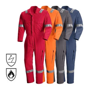 Custom Cotton Fireproof Bolier Coal Work Safety Overall Uniform Reflective Workwear Hi Vis Flame Fire Retardant FRC FR Coveralls