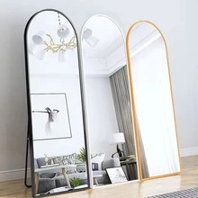 Arched Aluminum Alloy Frame Brushed Aluminum Frame Floor Mirror Full-length Mirror Bedroom Mirror for Home Decor