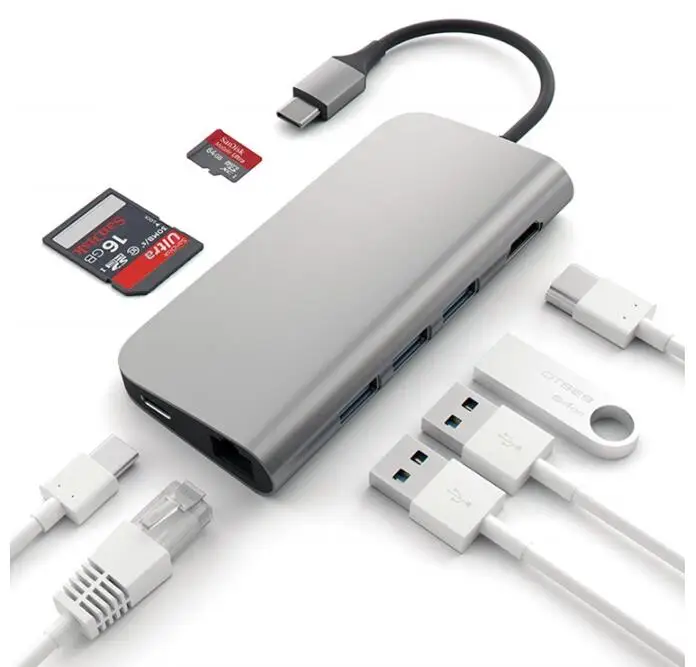 Многопортовый адаптер 3,1 Type C Hub Док-станция USB C Hub 10 в 1 адаптер USB C Hub