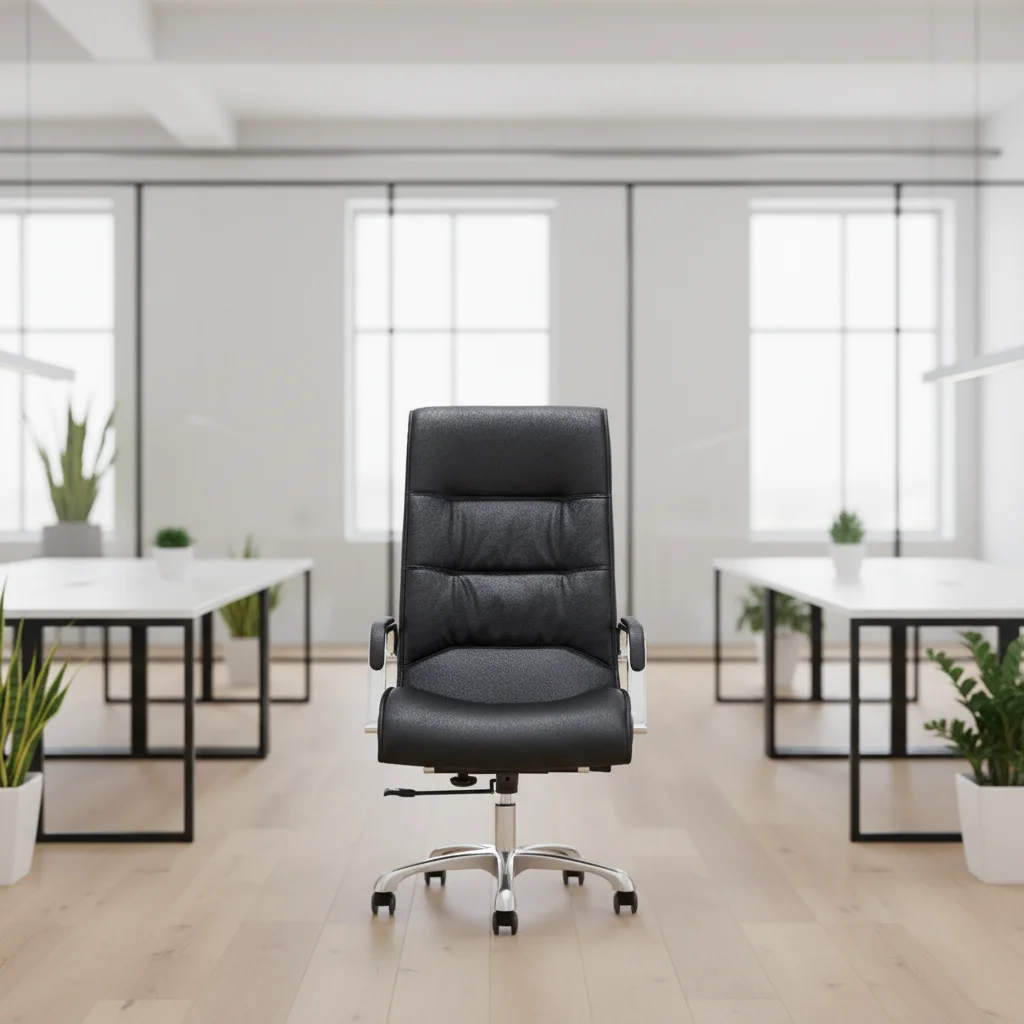 Modern Ergonomic Leather Thick Pad Executive Office Chair with Steel Base 5