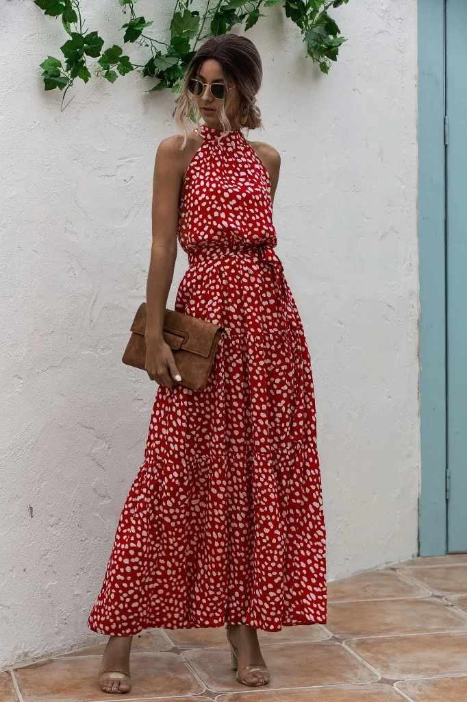herlipto Tiered Polka-Dot Long Dress