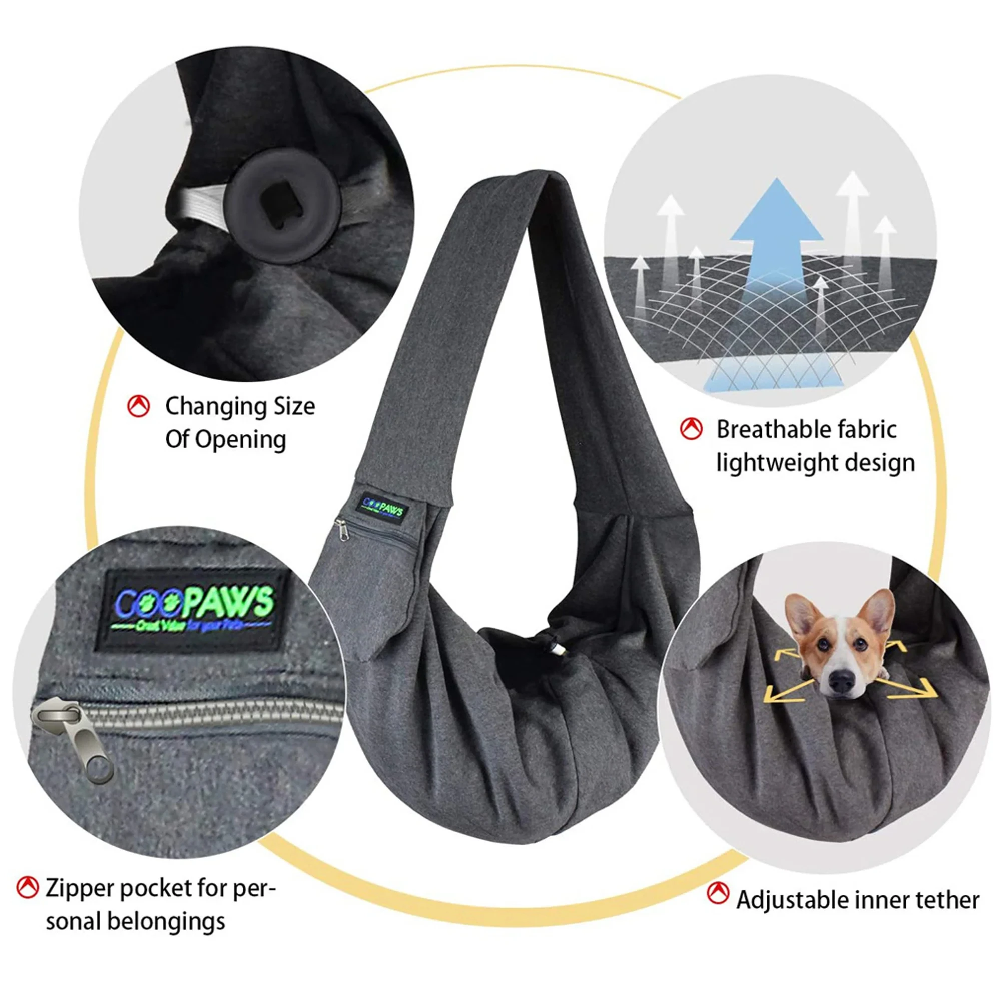Solid Pattern Dog Carrier Oxford Material Puppy Pouch Pet Carrier Sling with Button Closure Breathable and Foldable Washable
