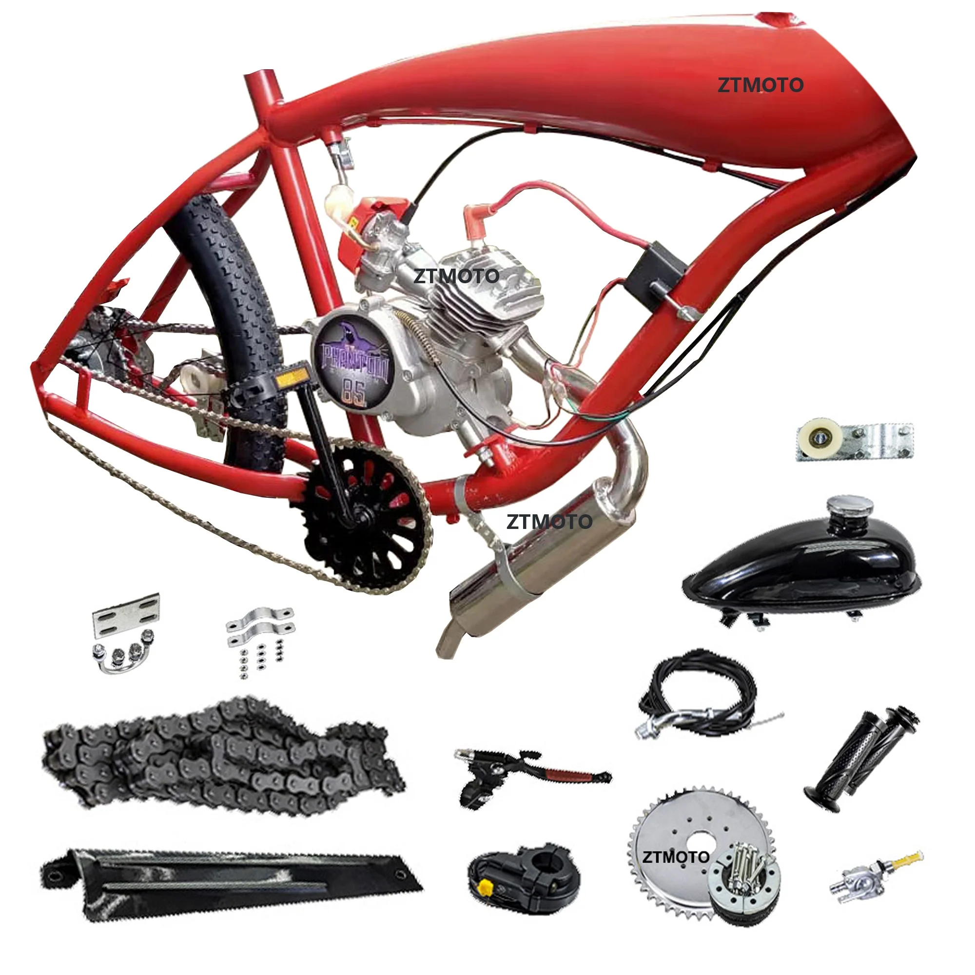 Phantom 85 Ver.3 Chopper Bike Beach Cruiser Petrol Gas Bike Motor 2 Stroke 85cc 80cc Bicycle Engine