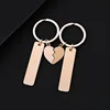 5012 longues bandes + demi-cœur + porte-clés - paire or rose
