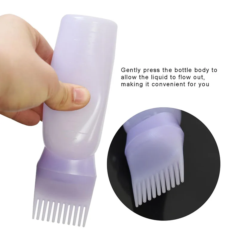 Factory Direct Sale Root Comb Applicator Bottle 6Oz Hair Dyeing Bottle Custom Logo/Colors Hair Oil Applicator Bottle