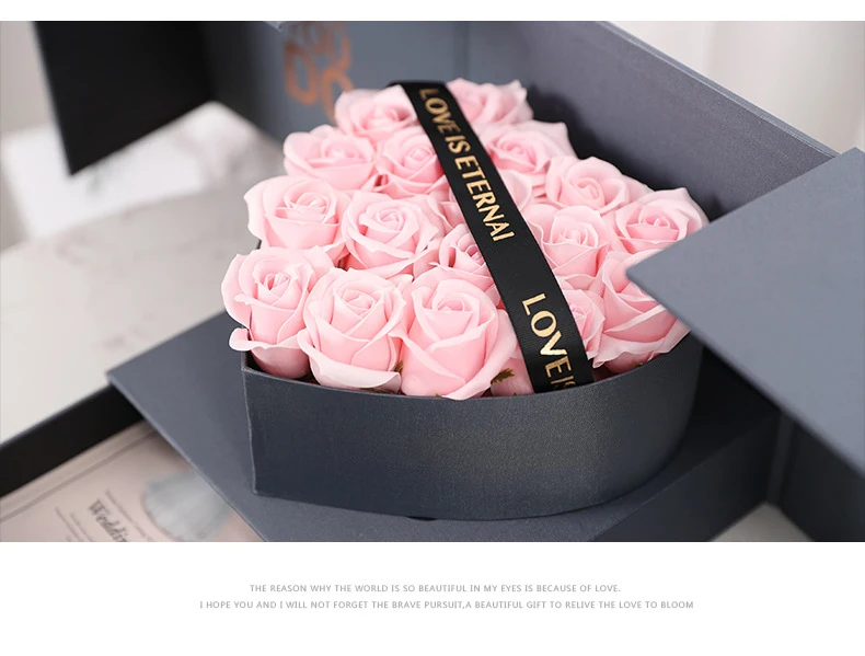 Оптовая продажа, роскошная квадратная картонная подарочная коробка для мыла в форме сердца и розы, упаковочная коробка с ящиком для подарка на День святого Валентина