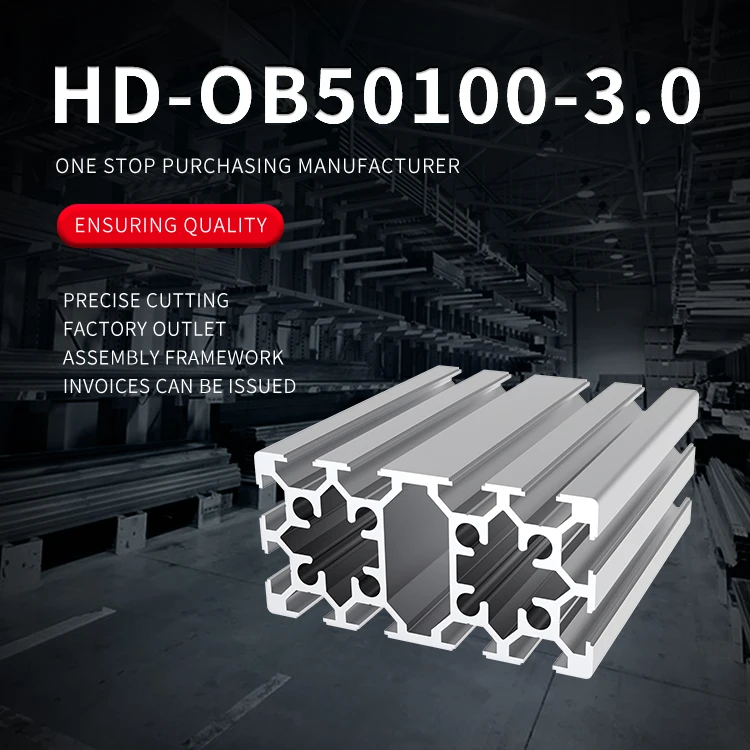 European Standard 50100 Double Slot Industrial Aluminum Profile Automation Equipment Rack Industrial Aluminum Profile details
