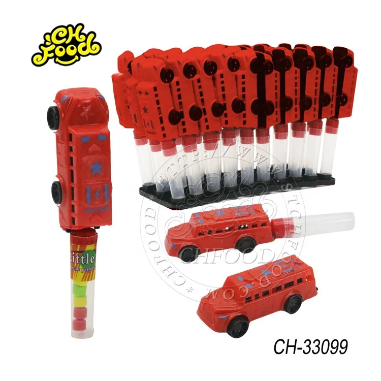 New Plastic Police Car Toy Fire Truck Car Toy with Fruit Tablet Candy