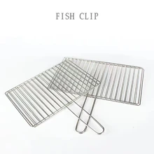 Hot Selling Portable Iron Wire BBQ Barbecue Outdoor Tool Grilling Basket Net Double grill tongs large grill mesh holder