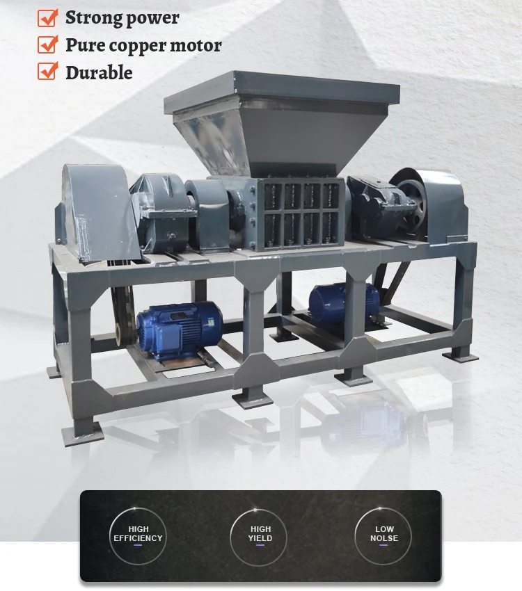 Portable Industrial Double Shaft Metal Shredder Machine Battery Crusher