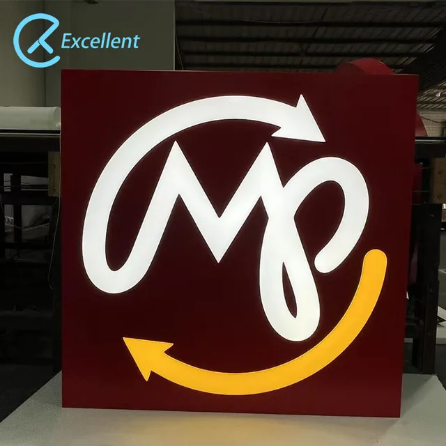 Customized Design 3D Brand Logo Display Led Acrylic Light Boxes Signage  Aluminum Profile Board Advertising Led Light Box