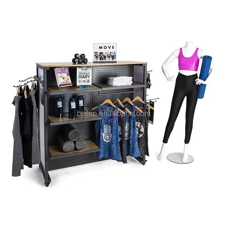 Modern Modular Metal Pegboard Display Rack Adjustable Gondola Shelves Clothing Store Display
