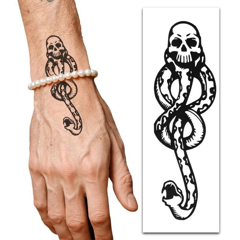 Magic Death Eaters Dark Mark Mamba Snake Temporary Tattoo for Costume Party Day of the Death Tattoo