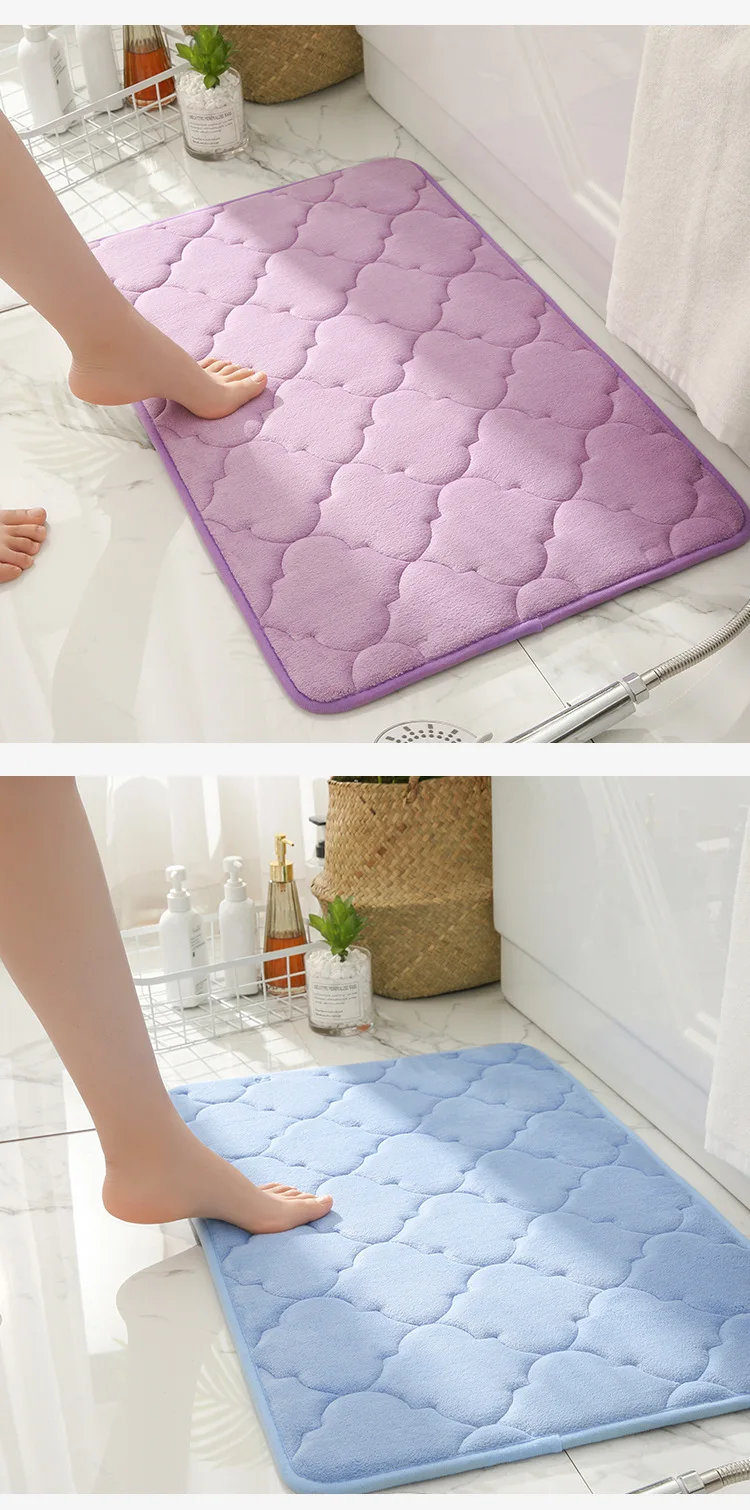 Environment Friendly Coral Velvet Non Slip Bathroom Mat Solid Color Indoor And Outdoor Doormat manufacture