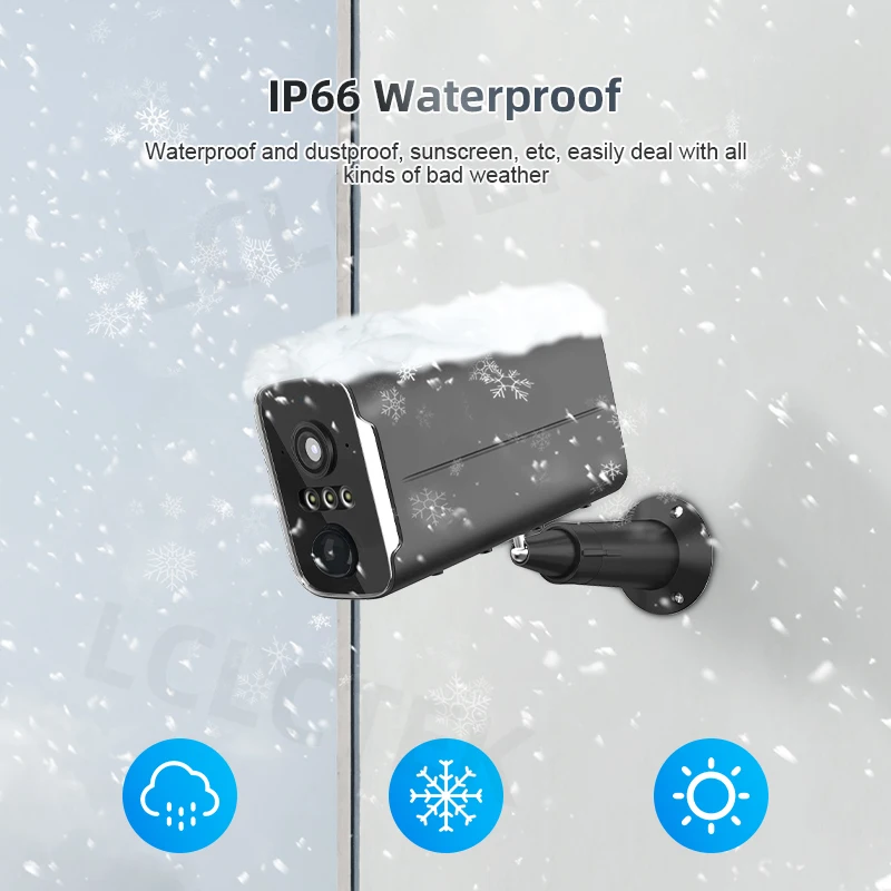 LCLCTEK Wireless Battery Powered Security Camera 4MP Full Color Floodlight Camera Wifi IP66 Outdoor Wireless Cctv Camera