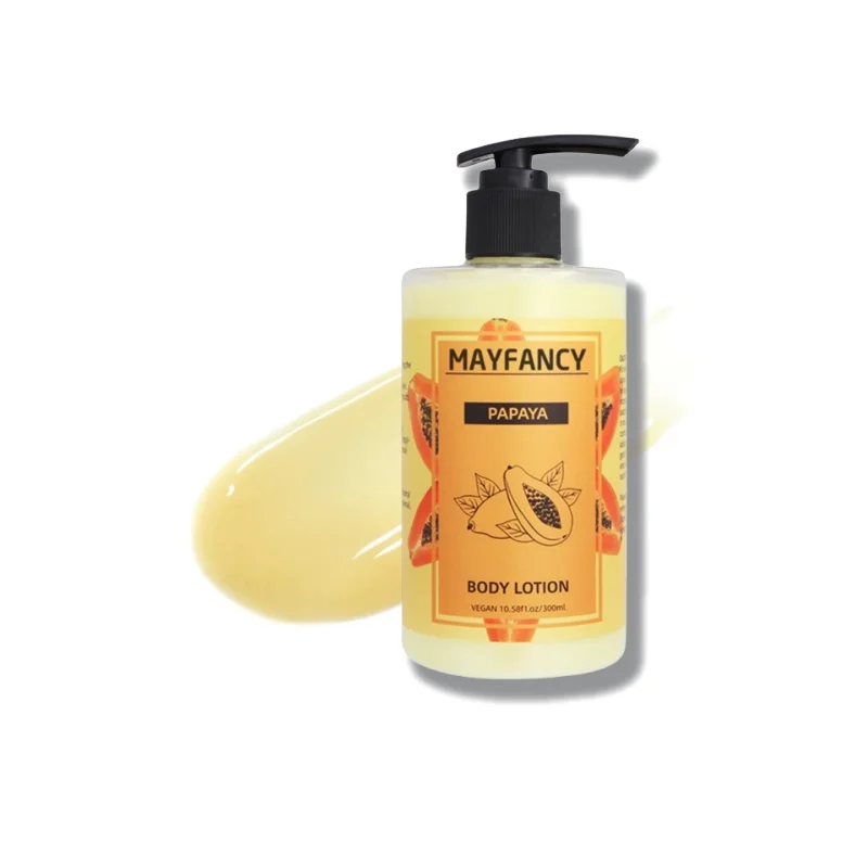 300ml Papaya Body Lotion - Enzymatické leštění a osvětlování přírodními AHA kyselinami pro hladkou, svítivou kůži, bílení velkoobchod, privátní značka