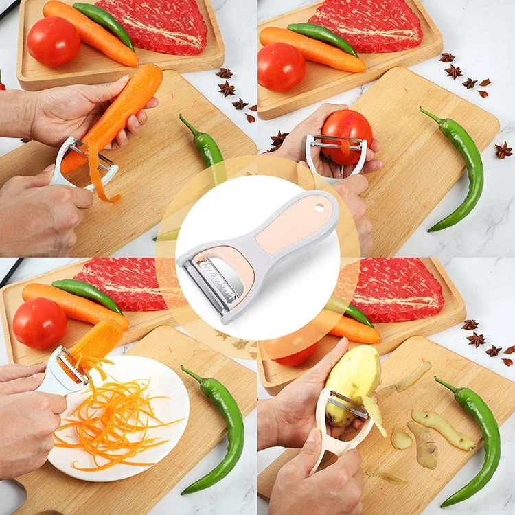 Julienne Peeler 2 in 1 Stainless Steel Blade Flexible Double Sided Potato  Peeler with Serrated Peeler Kitchen Gadget Tool