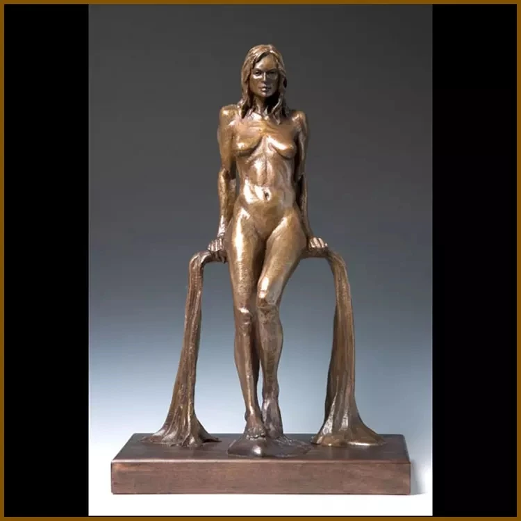 High Quality Luxury Modern Art Custom Casting Life Size Bronze Brass Naked Lady Standing Girl Nude Sexy Woman Statue Wedding